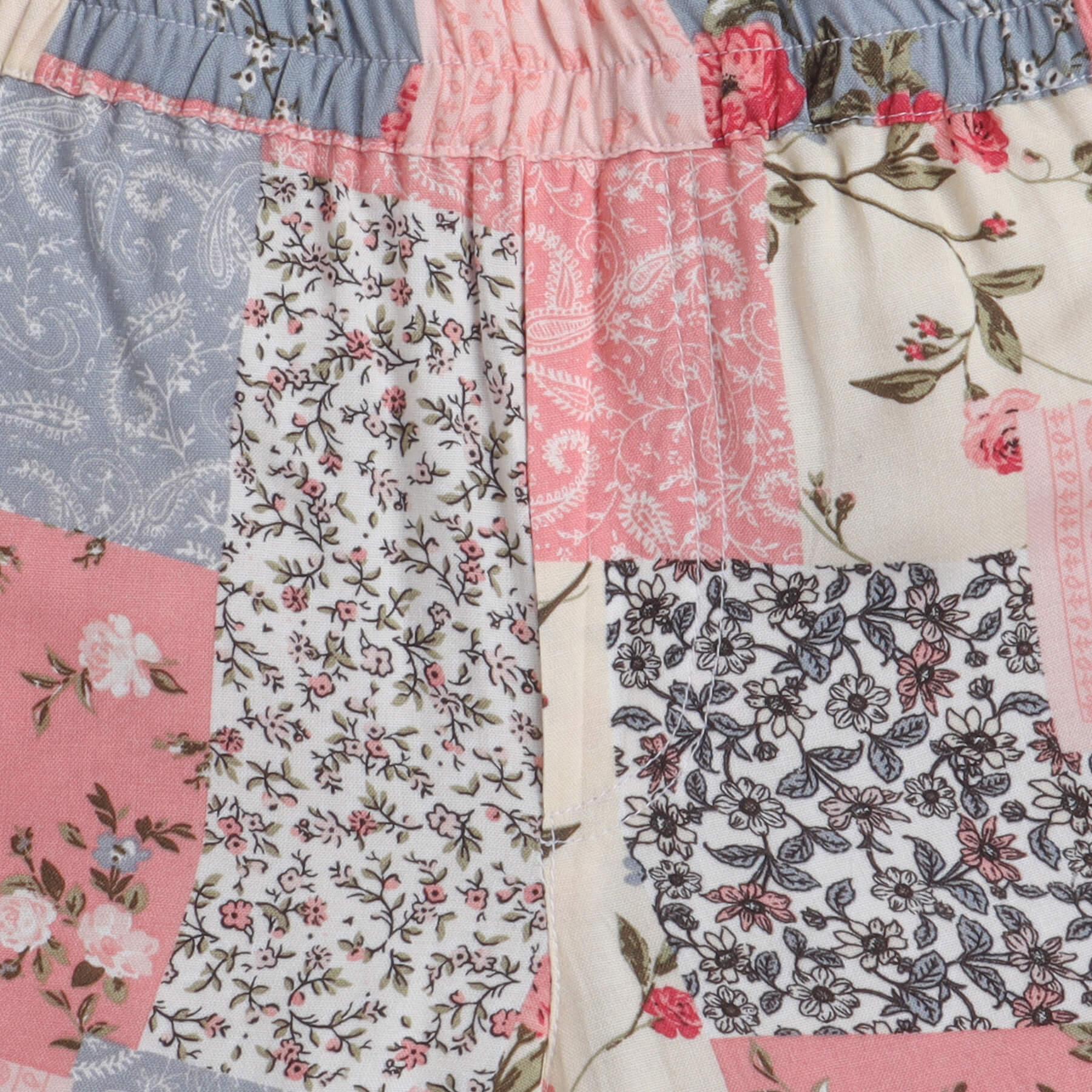 patch work printed shorts
