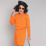 Shop Full Sleeves Knitted Top And Skirt Set-Orange Online