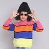 Shop Full Sleeves Turtle Neck Striped Sweater-Multi Online