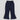 color-block puff sleeves peplum top and bell bottom pant set-Blue/White