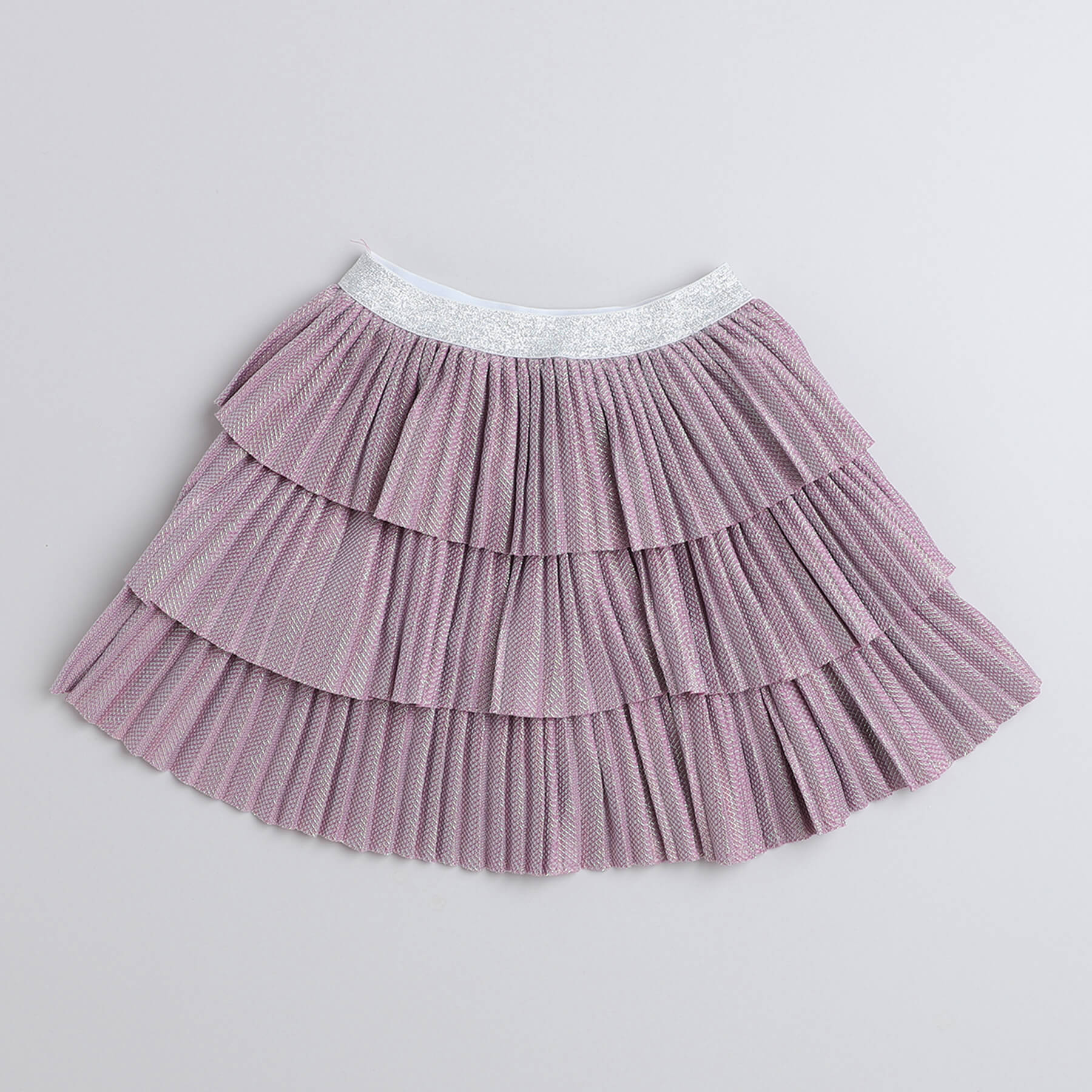 Taffykids lurex embellished layered skirt-Mauve