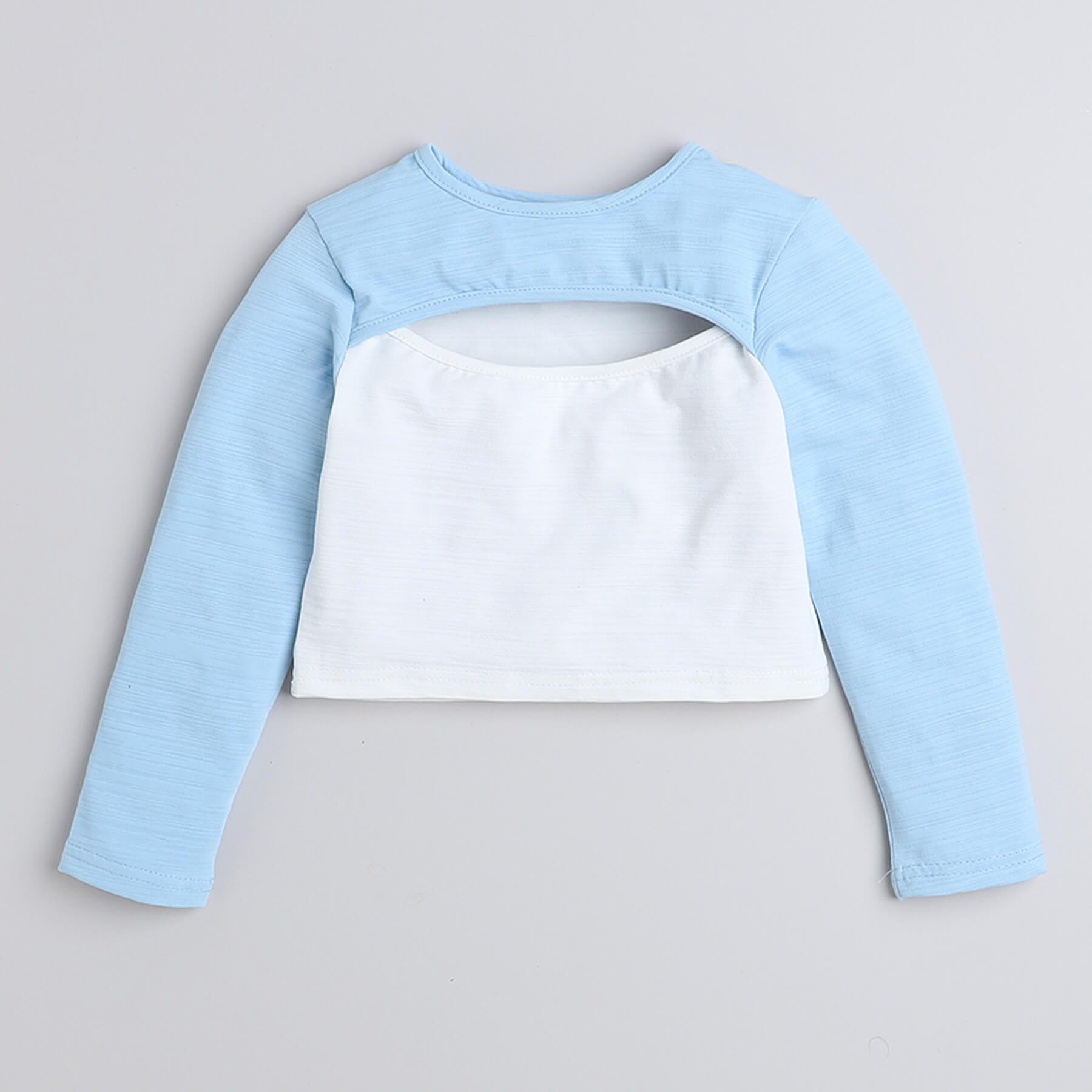 Taffykids color block crop top and cut out detail crop top pack of  2- Blue/white,Yellow