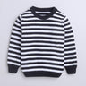 Strips knitted Full sleeves sweater-Black/White