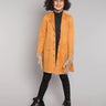 Shop High Neck Aline Dress And Full Sleeves Collared Suede Jacket Set-Black/Mustard Online