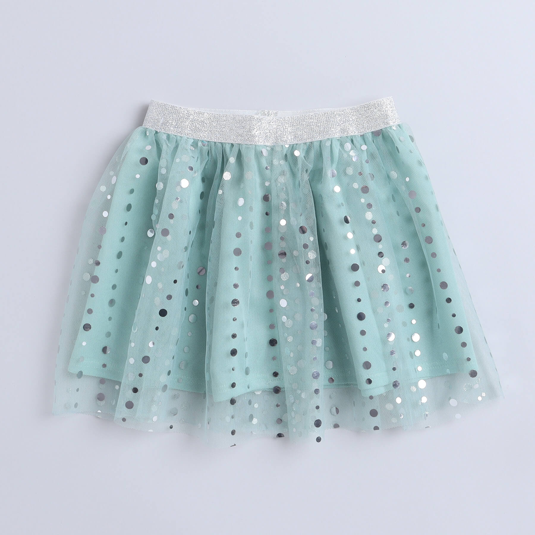 Shop Lurex Polka Dot Printed Knee Length Skirt-Sage Green Online