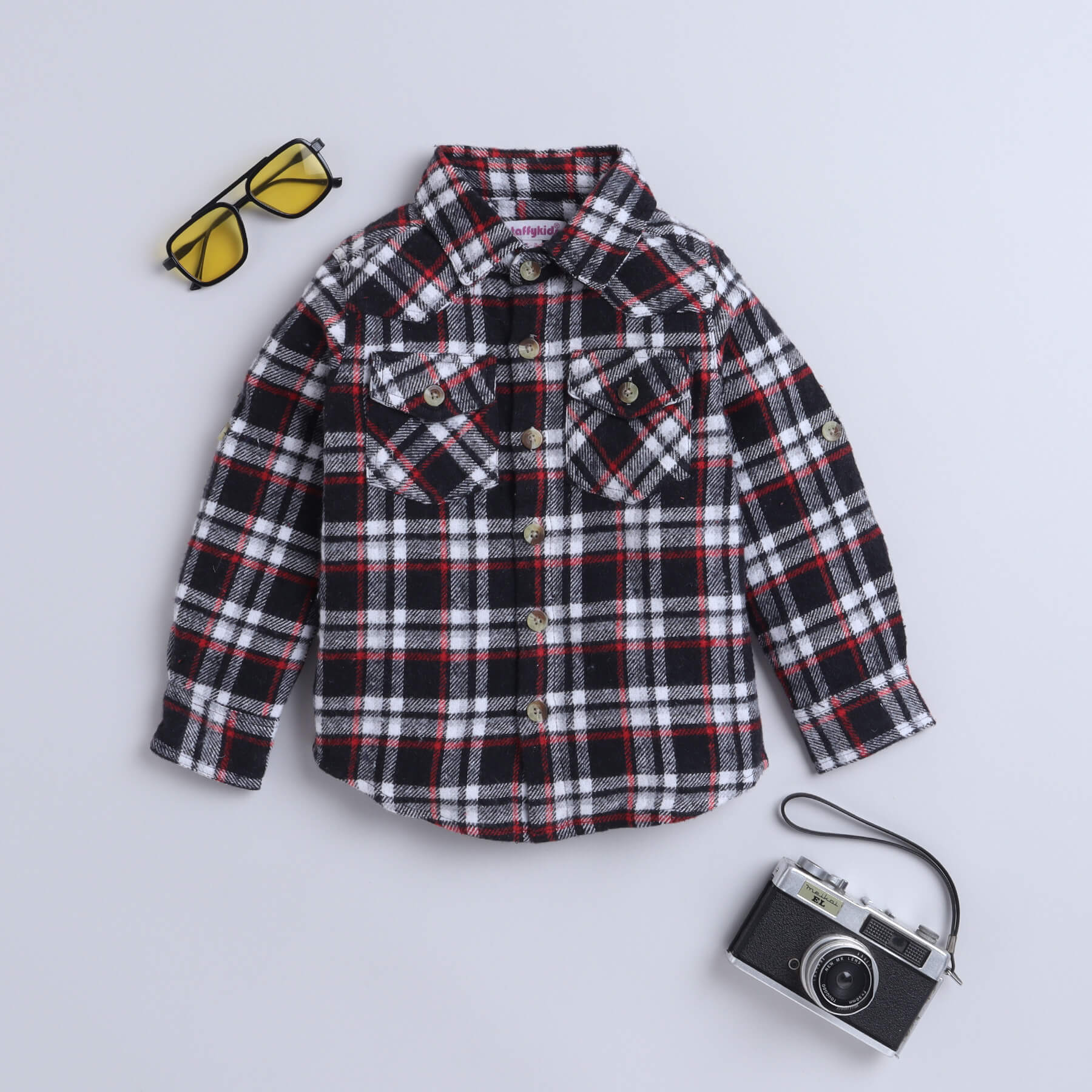 full sleeves Plaid shirt - Black