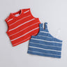 Shop Striped Yarn Dyed Sleeveless Crop Top And One Shoulder Crop Top Pack Of Two-Red/Blue Online