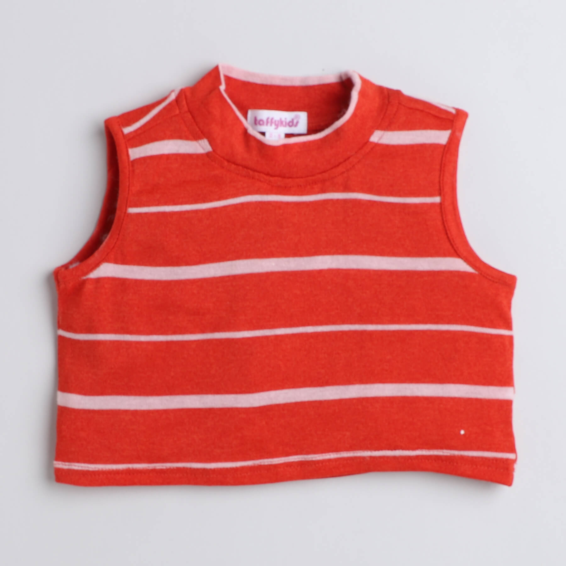 Taffykids Striped yarn dyed sleeveless crop top and one shoulder crop top pack of two-Red/Blue