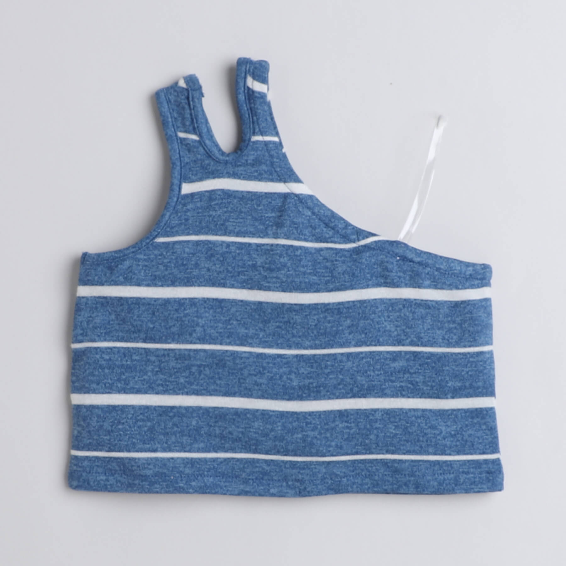 Taffykids Striped yarn dyed sleeveless crop top and one shoulder crop top pack of two-Red/Blue