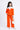 Woven full sleeves cold shoulder shirt blazer top and matching pant set-Orange/White