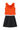 Knit Sleeveless Cowl Neck Top with Front single slit skirt-Orange & Black
