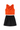Knit Sleeveless Cowl Neck Top with Front single slit skirt-Orange & Black