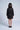 Knitted Full sleeves Suede printed Crop jacket with matching inner and Overlap Panel Skirt Set - Black