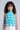 Woven Sleeveless Frill Detail High neck Back tie-up Top - Aqua
