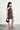 Knit Sleeveless Pleated with Rose Detail A - line Dress - Wine