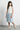 Knit Sleeveless Polo Neck Lace texture Top with Pleated Midi skirt Set - White & Blue