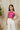 Woven sleeveless Katha stitch printed halter neck crop top- Hot Pink