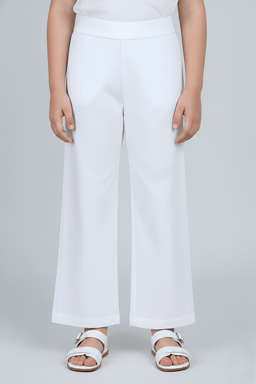 100% viscose woven Solid Full length Straight fit Pant- White