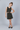 knit sleeveless lurex embellish zip up crop top and matching skirt set-Black & Gold