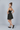 knit sleeveless lurex embellish zip up crop top and matching skirt set-Black & Gold
