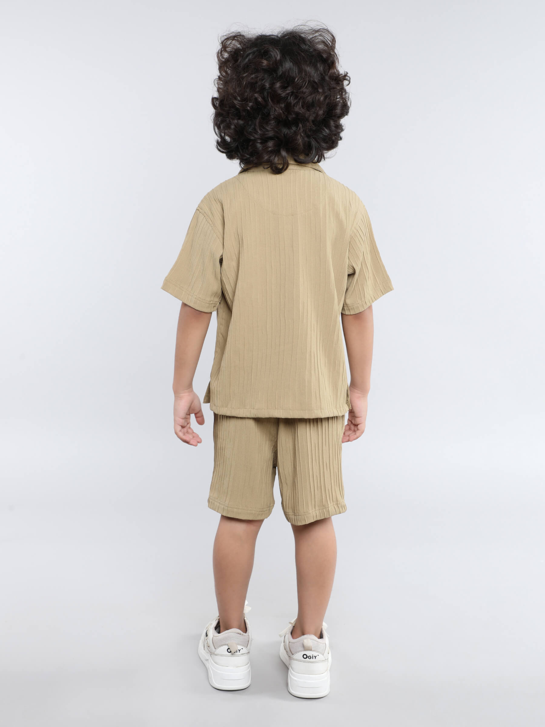 half sleeves shirt and short set-ochre