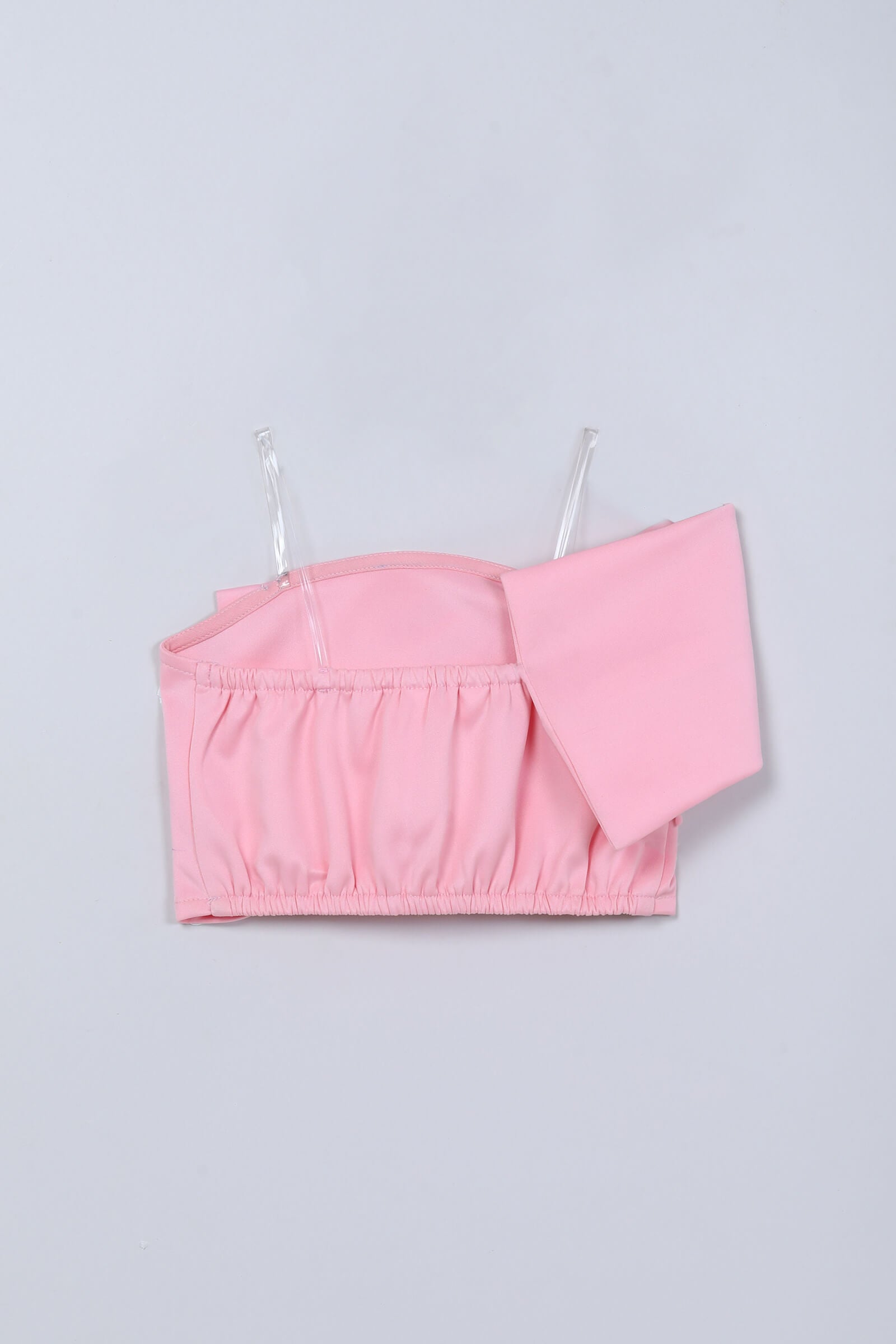 knit sleeveless Bow detail crop top-Pink
