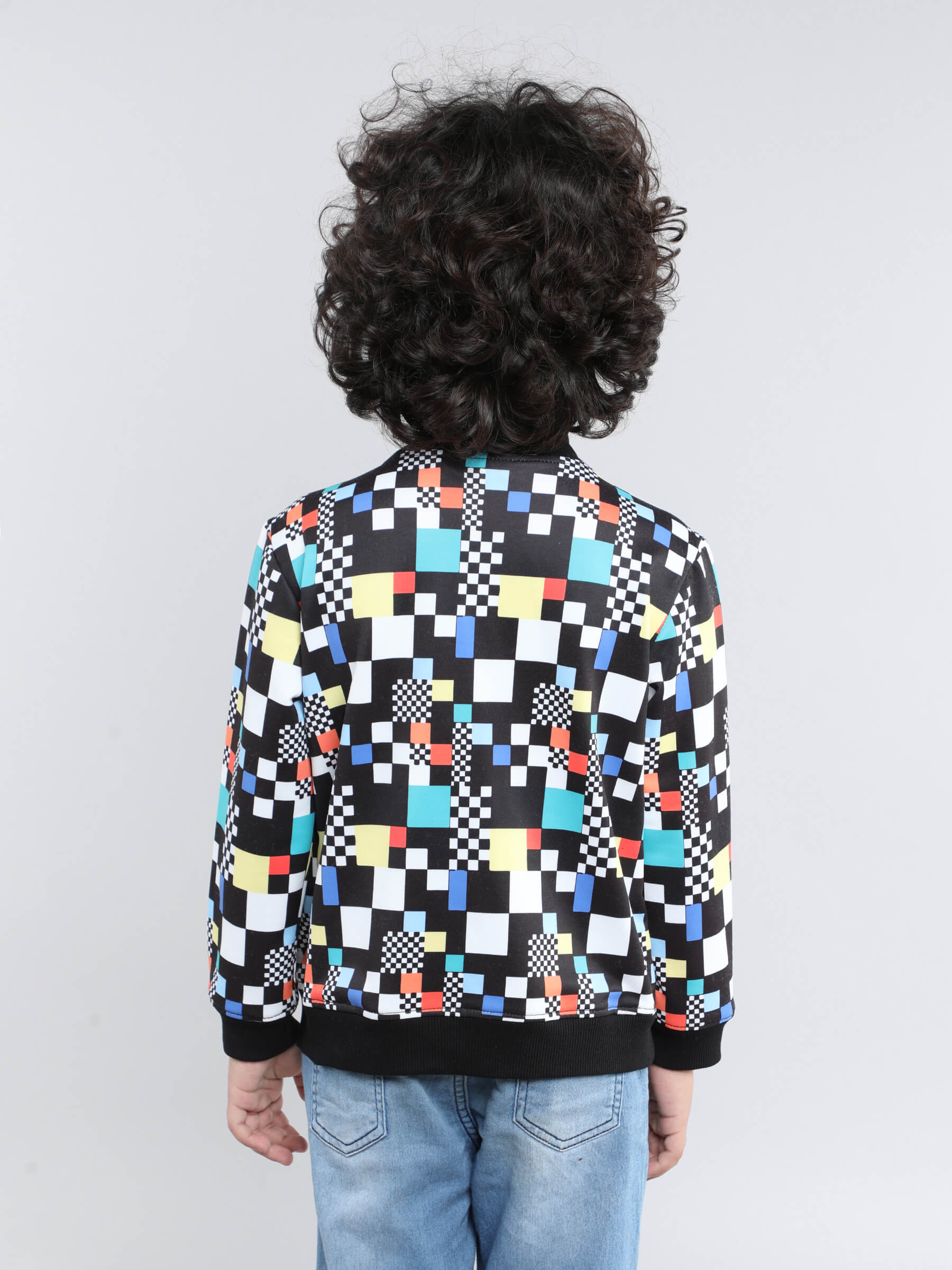 geometric printed full jacket with attached tee - Multi