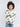 Brush stroke printed half sleeves oversize shirt-White/Multi