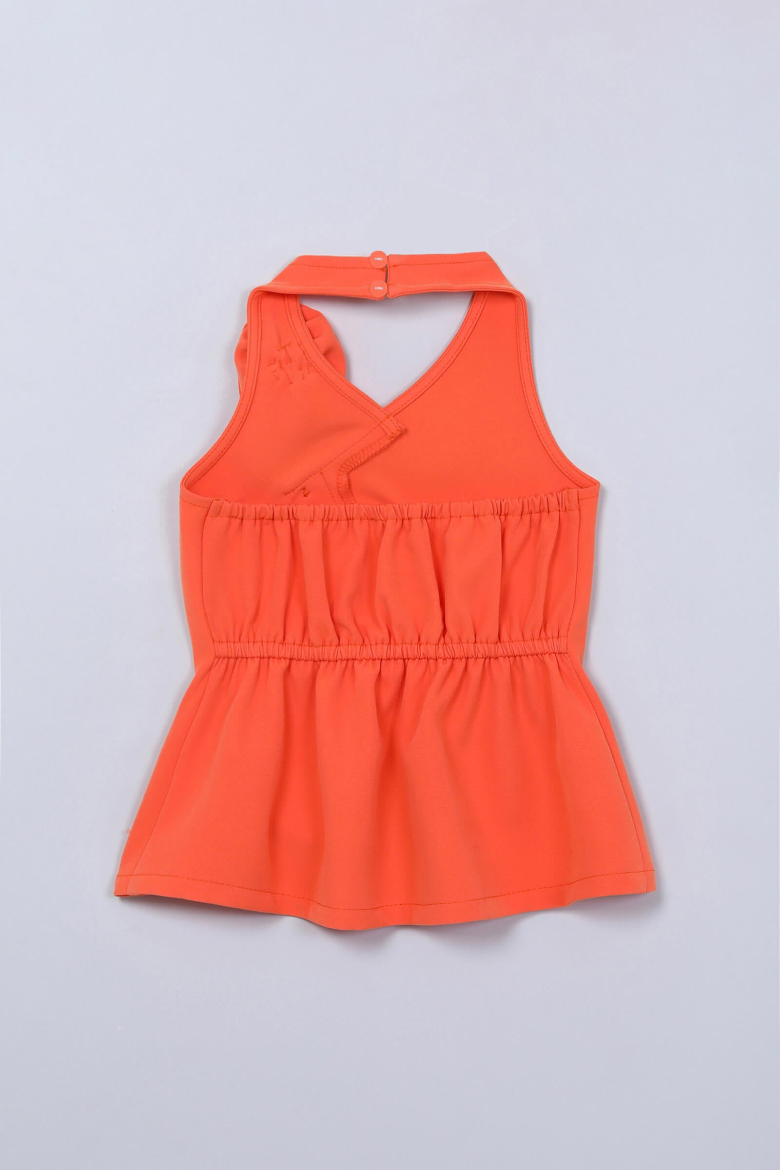 Woven sleeveless rose detail halter neck waistcoat top and pant co-ord set-Orange