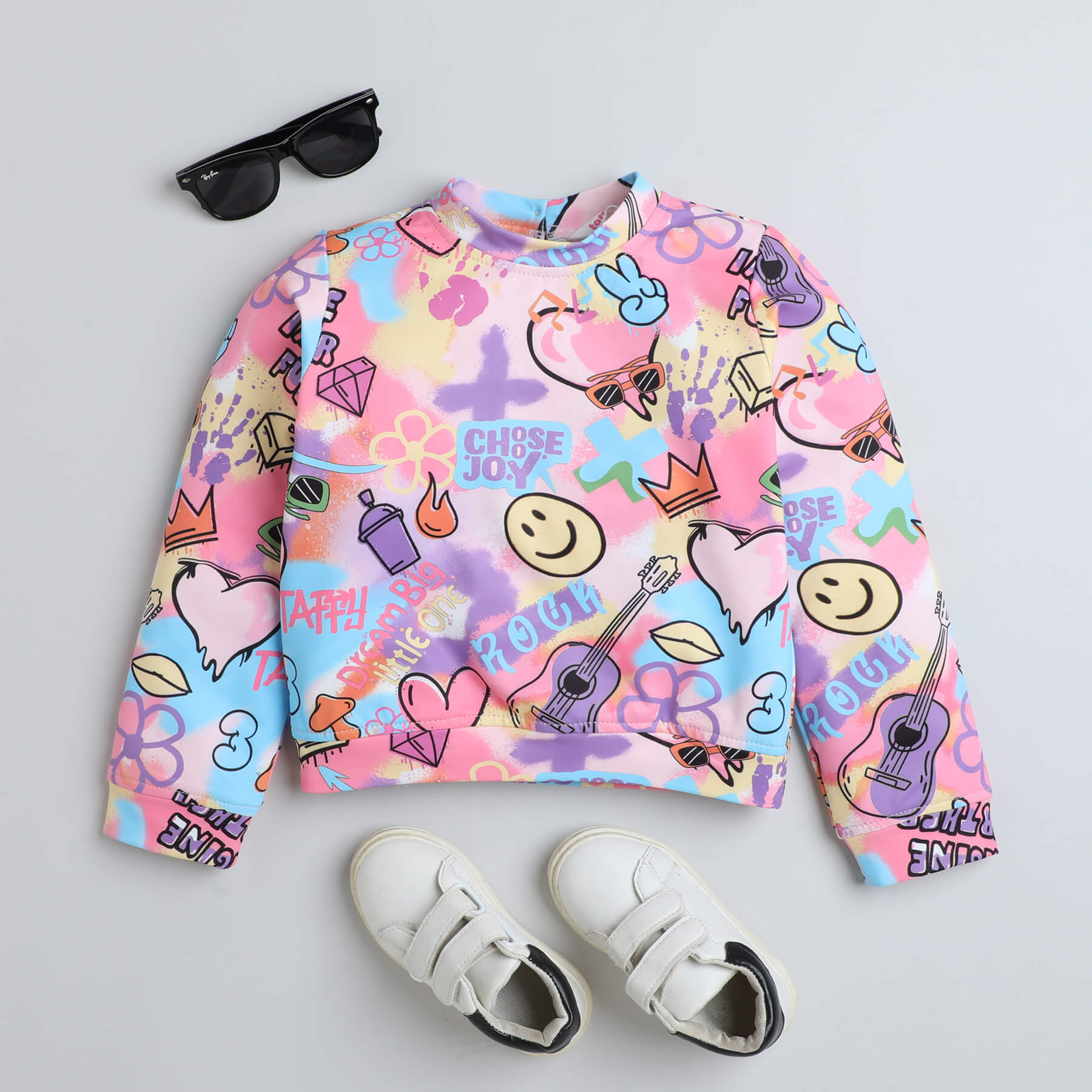 graffiti theme printed full sleeves sweatshirt-Multi