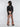 Solid full sleeves crop top with Animal printed slit bell bottom pant set-Black/Orange