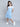 100% cotton floral printed singlet tiered dress with solid crop short sleeves Top-Blue/White
