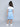 100% cotton floral printed singlet tiered dress with solid crop short sleeves Top-Blue/White