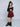 Solid full sleeves square neck crop top with chain detailed flannel Pleated skirt set-Black/Red