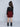 Solid full sleeves square neck crop top with chain detailed flannel Pleated skirt set-Black/Red