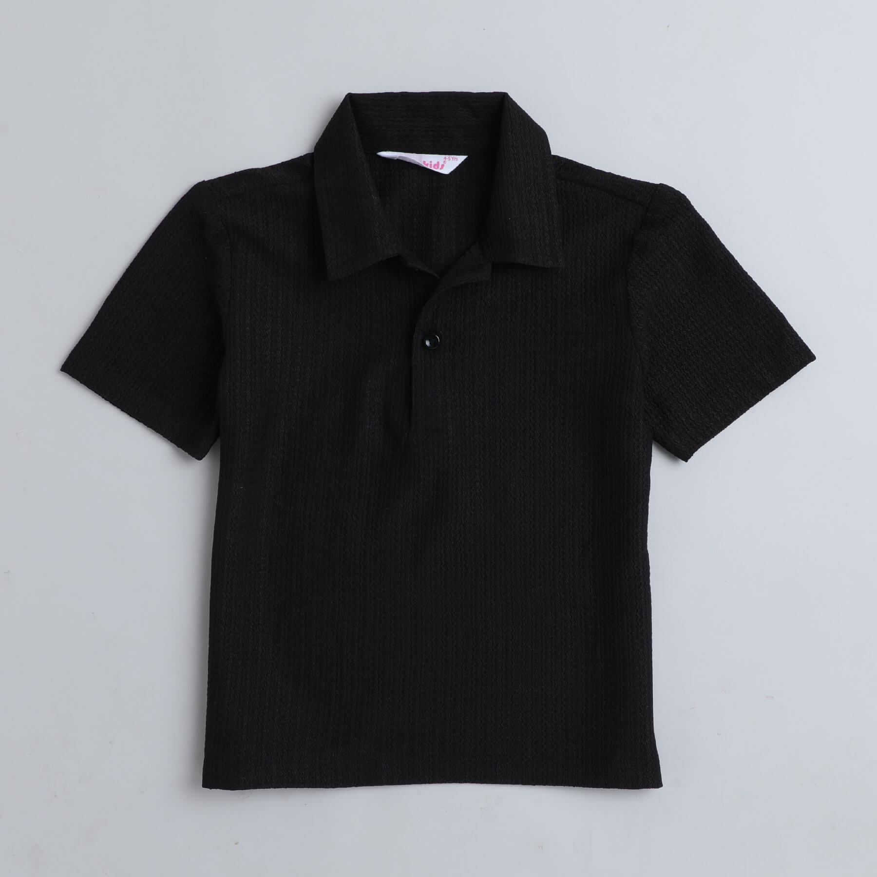 Textured polo t-shirt-Black