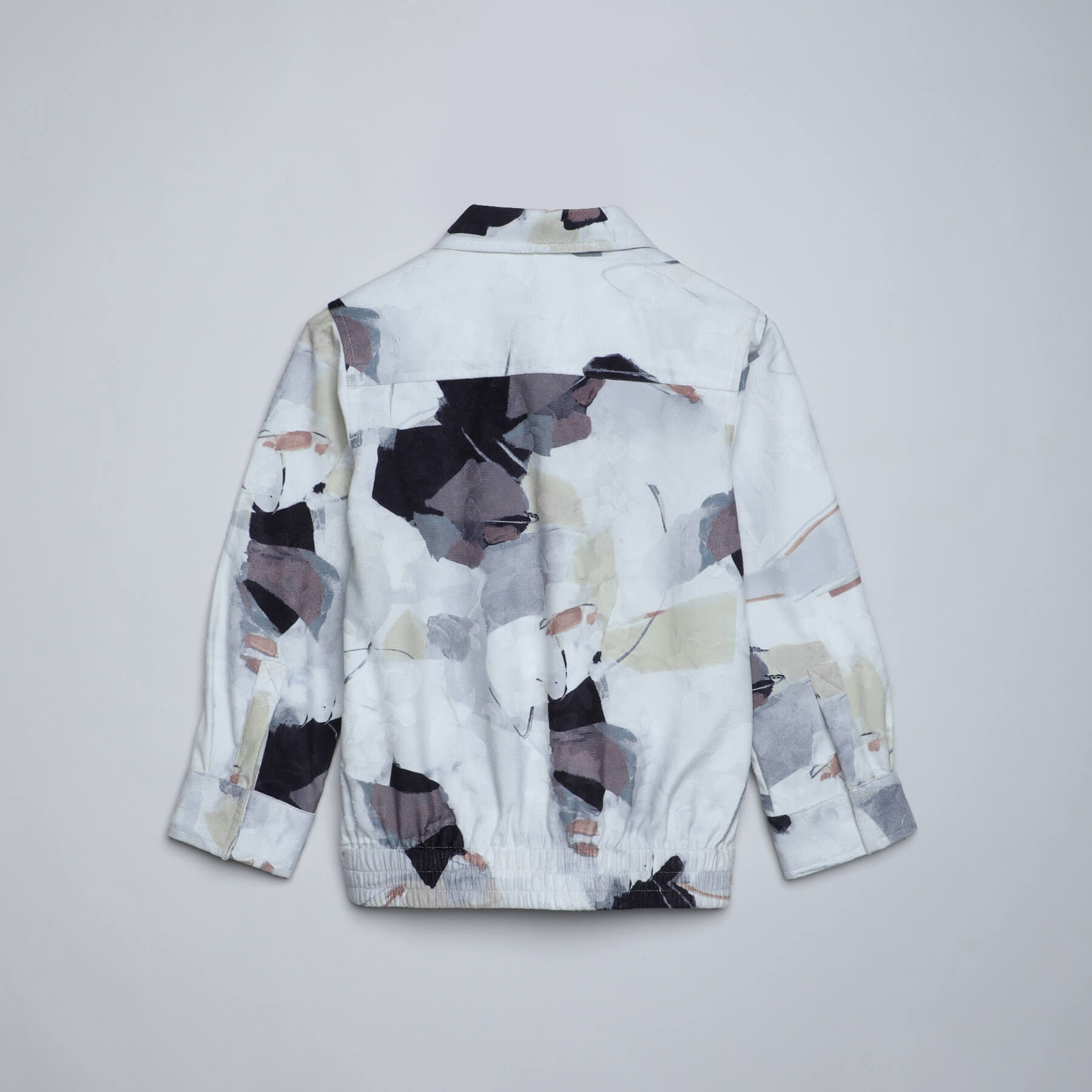 Abstract printed full sleeves zip up bomber jacket-Multi