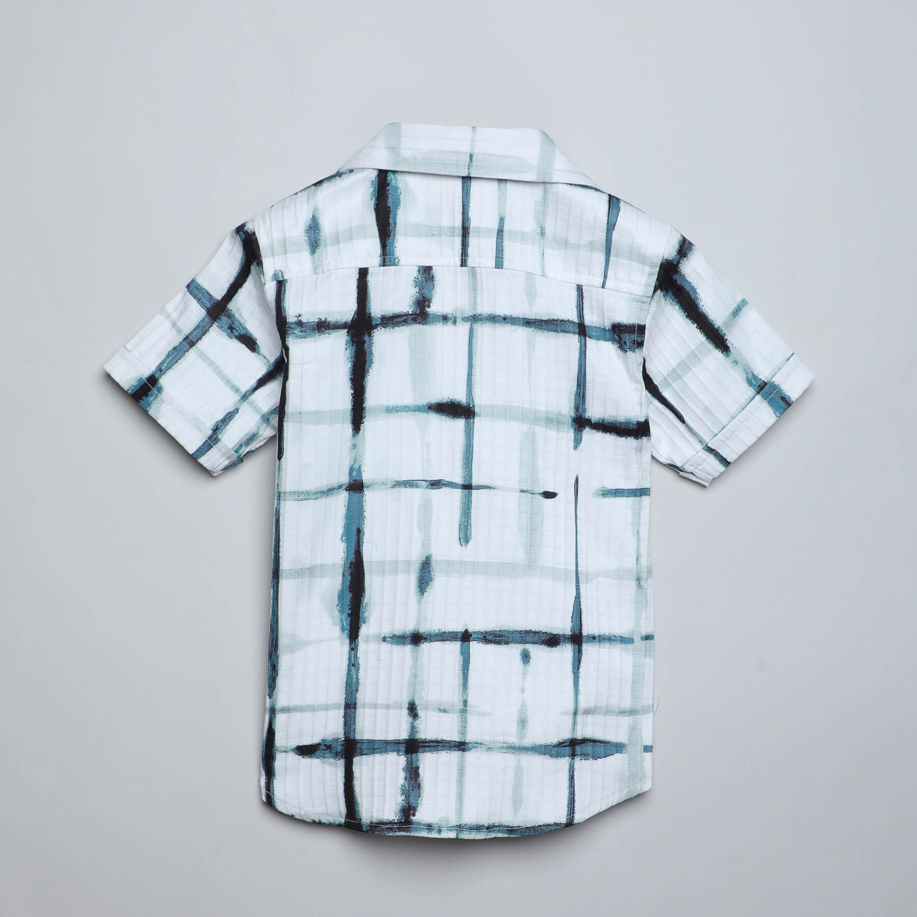 checks printed half sleeves shirt with attached tee-White/multi