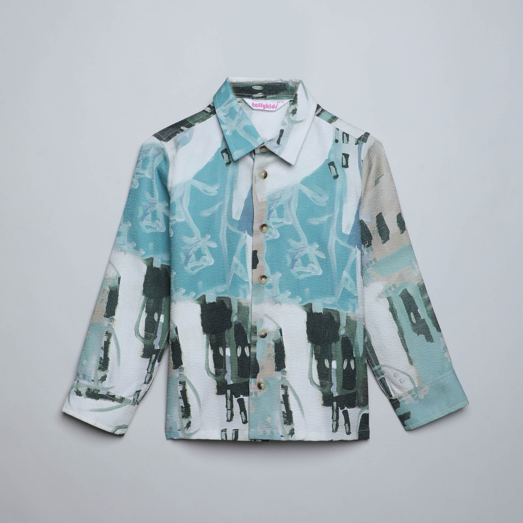 abstract printed full sleeves button up shirt-Multi