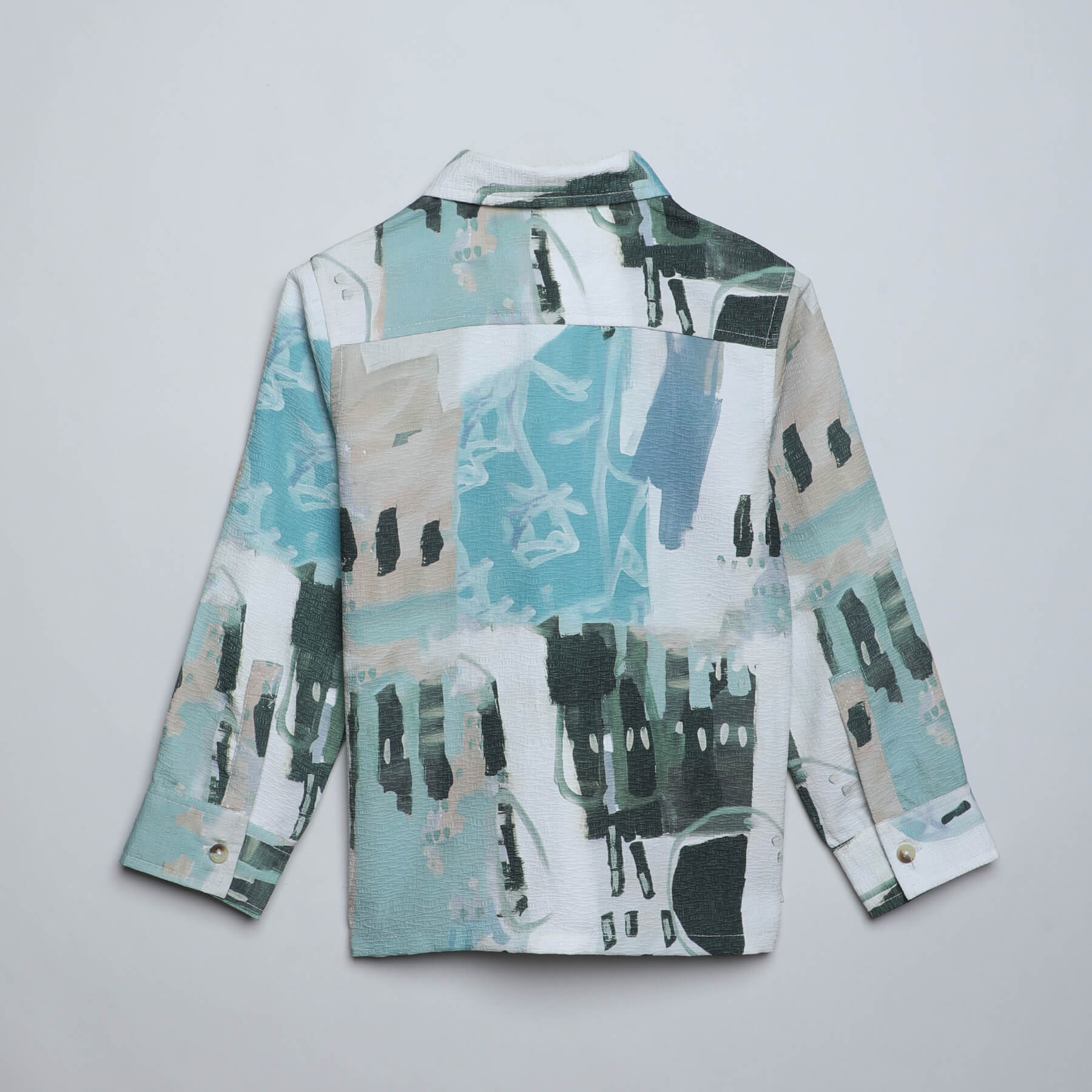 abstract printed full sleeves button up shirt-Multi