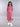 geometric lurex design full sleeves high neck crop top and matching calf length slit skirt set-Pink