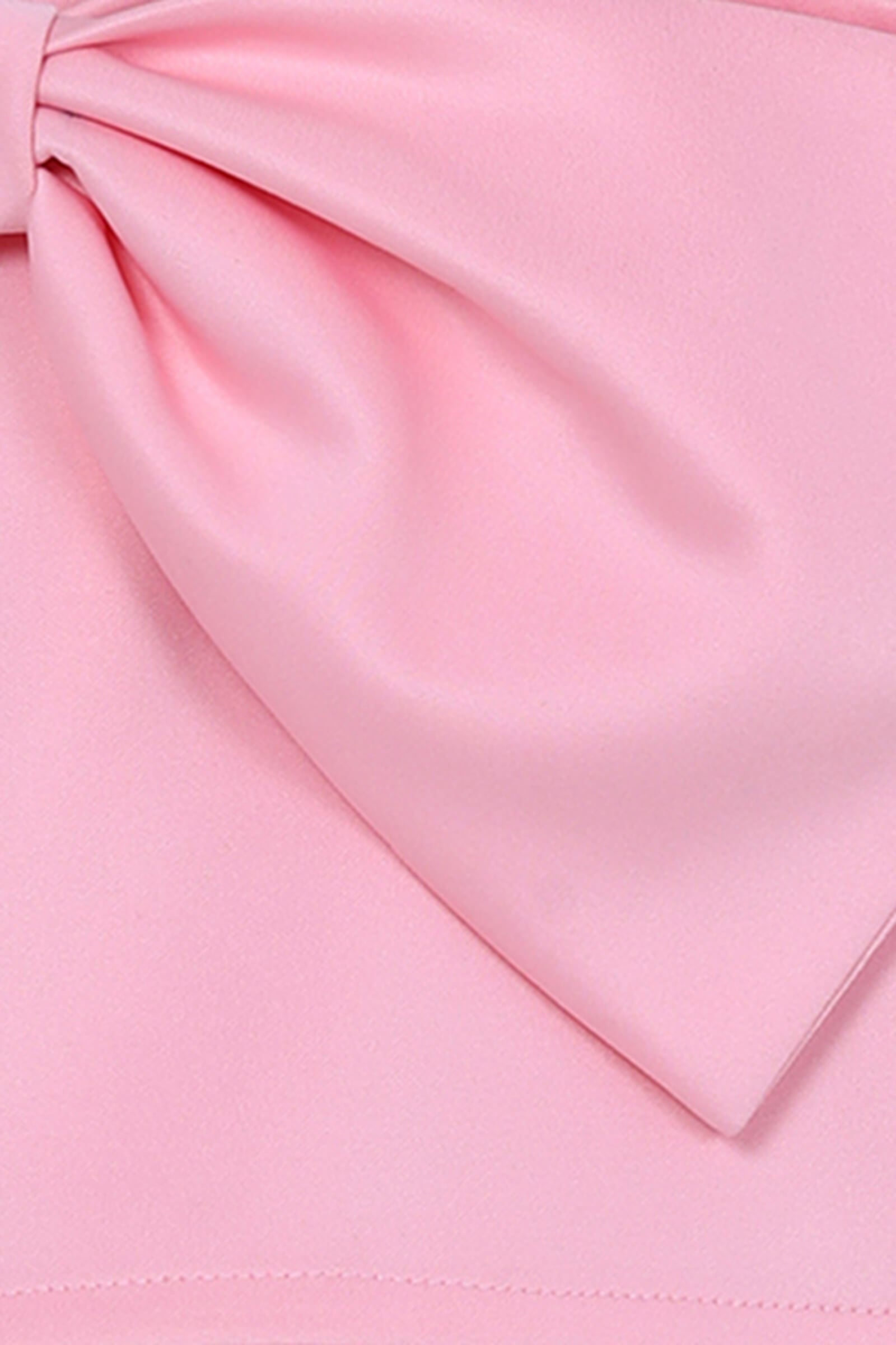 knit sleeveless Bow detail crop top-Pink