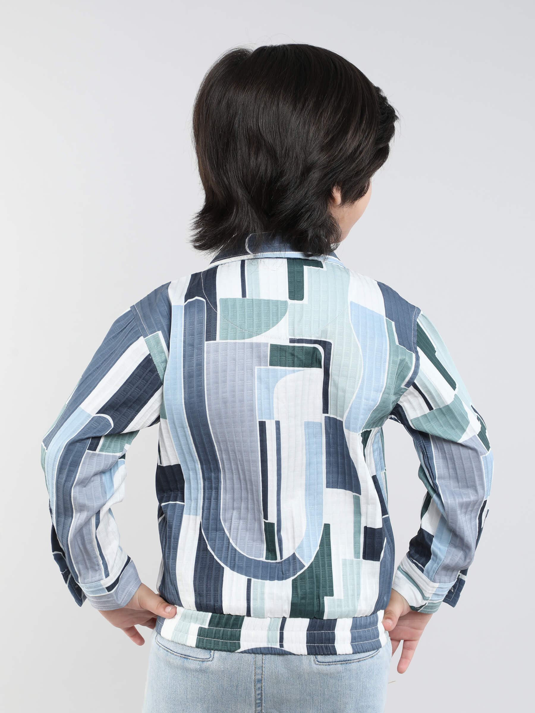 abstract printed full sleeves zip up Jacket-Multi