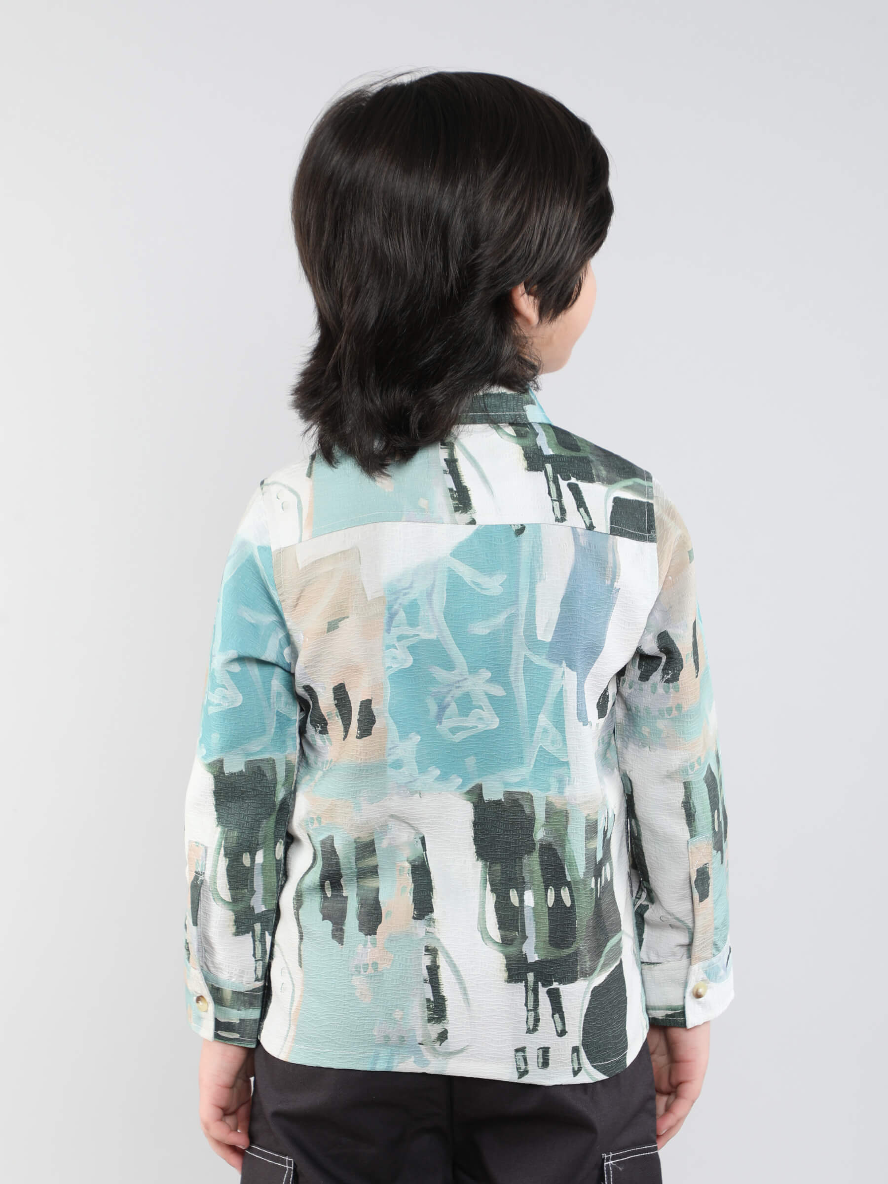 abstract printed full sleeves button up shirt-Multi