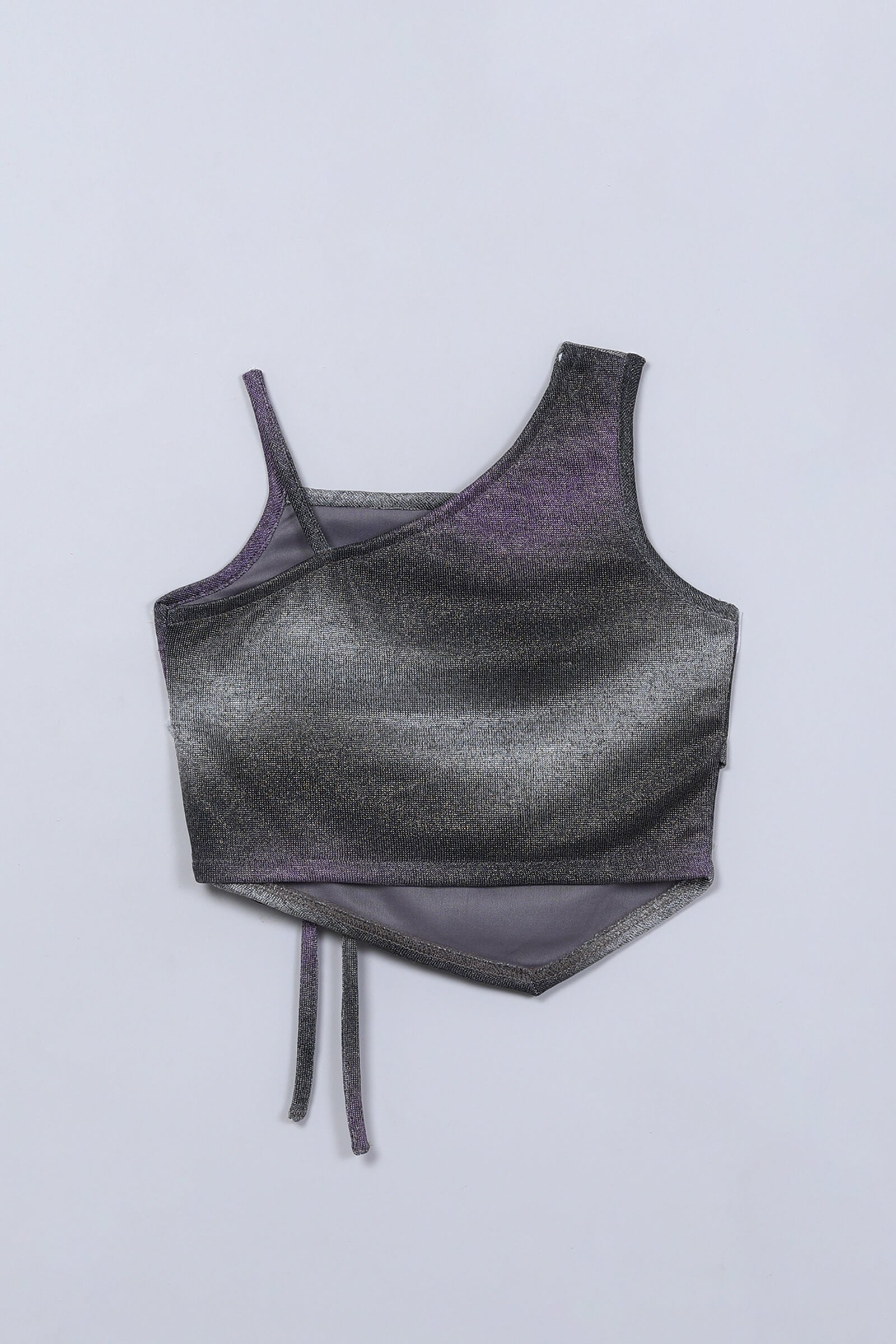 knit sleeveless Ombre printed asymmetric crop top and pant co-ord set-Multi