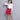 abstract design high neck full sleeves crop top and fold over skirt set-White/Pink