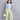 stripes texture full sleeves asymmetric crop top and Korean pant with matching belt-Lavender blue/Green