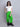 Cut-out detail half sleeves crop top and folder-over waist parachute pant set-White/Green