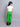 Cut-out detail half sleeves crop top and folder-over waist parachute pant set-White/Green