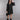 floral weave full sleeves waist tie up blazer dress-Black